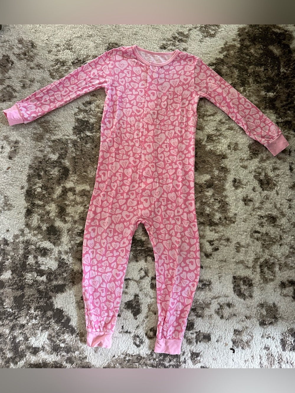 Magnetic Me Pink Heart-Print Kids One-Piece Footie